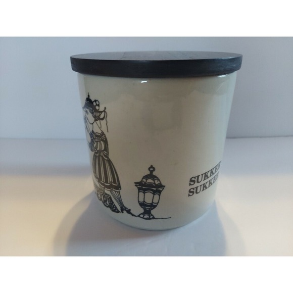 Rare Bjørn Wiinblad "Sjov i køkkenet" Sugar Jar Canister Lid Signed Denmark MCM - Picture 6 of 9